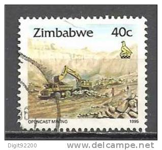 1 W Valeur Used, Oblitérée - ZIMBABWE - OPENCAST MINING * 1995 - N° 1219-12 - Zimbabwe (1980-...)