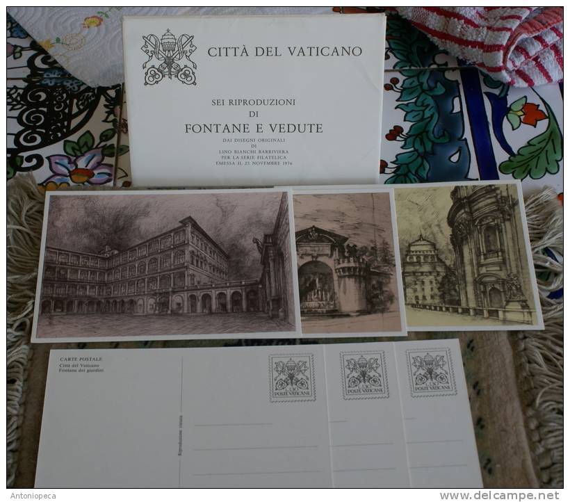 VATICAN 1976 - SERIES OF 6  OFFICIAL POSTCARD ISSUED BY VATICAN POSTAL SERVICE - Unused Stamps