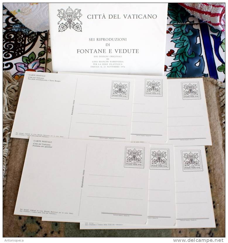 VATICAN 1976 - SERIES OF 6  OFFICIAL POSTCARD ISSUED BY VATICAN POSTAL SERVICE - Unused Stamps