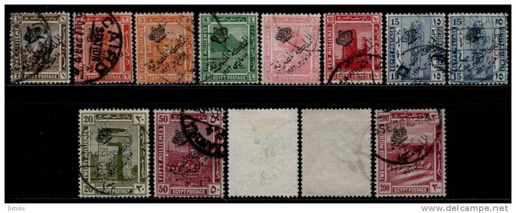 EGYPT / 1922 / VF USED SET INCLUDING THE VERY RARE 100 MMS WITH STAR & CRESCENT WMK / 2 SCANS . - Oblitérés