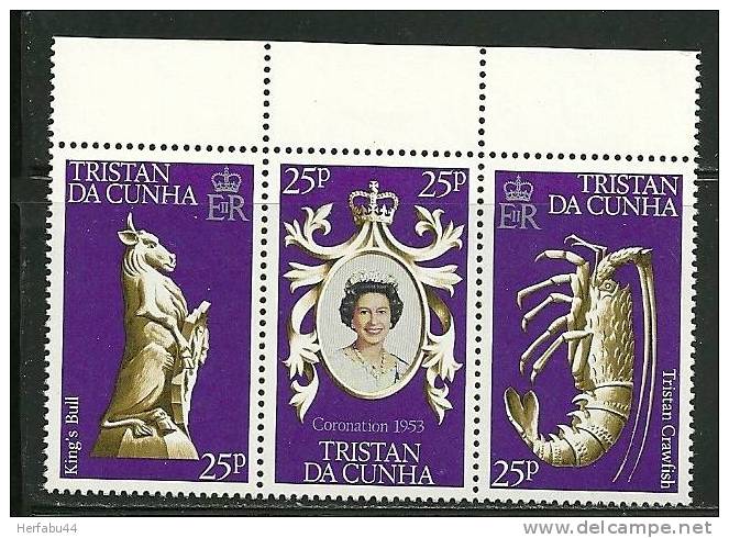 Tristan Da Cunha     Coronation    Set (strip Of 3)   SC# 238a-c MNH** - Tristan Da Cunha