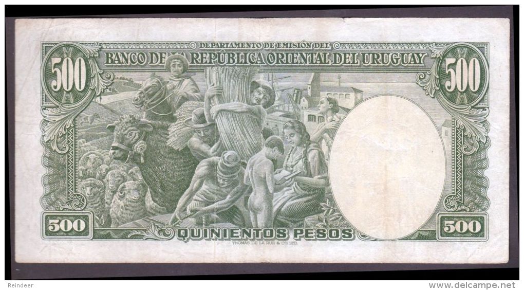 ® URUGUAY: 500 Pesos Provisorio (1939/67) - Uruguay