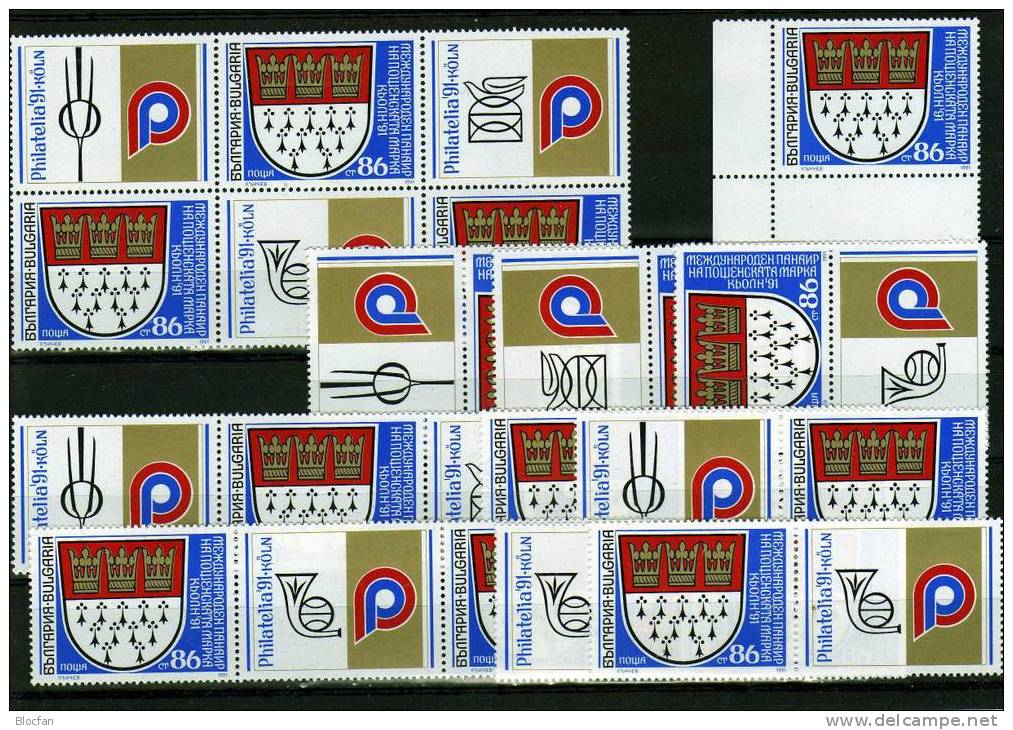 Varianten BMA Philatelia 1991 Köln Bulgarien 3935,9ZD+6-Block ** 10€ Stadtwappen Hoja Stamp On Stamp Ms Bloc Bf BULGARIA - Neufs