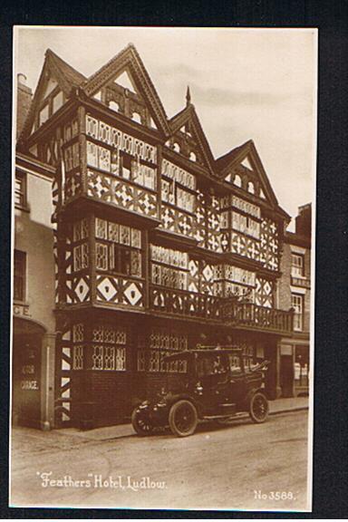 RB 551 -  Early Real Photo Postcard Car Outside "Feathers Hotel" Ludlow Shropshire Salop - Shropshire