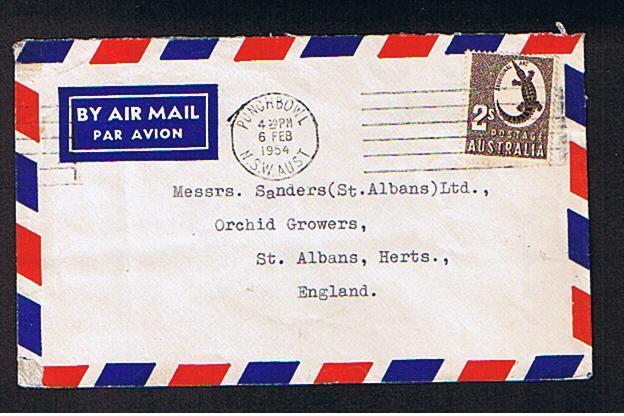 RB 551 -  1954  Aboriginal Art Stamp Crocodile 2/= Rate Airmail Cover Punchbowl NSW Autraliat O St Albans England - Storia Postale