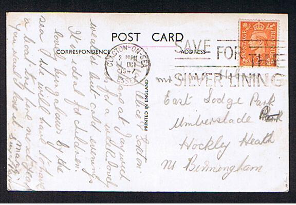 RB 552 - 1947 Postcard Clacton-on-Sea Essex With Slogan Postmark "Save For The Silver Lining" - Covers & Documents