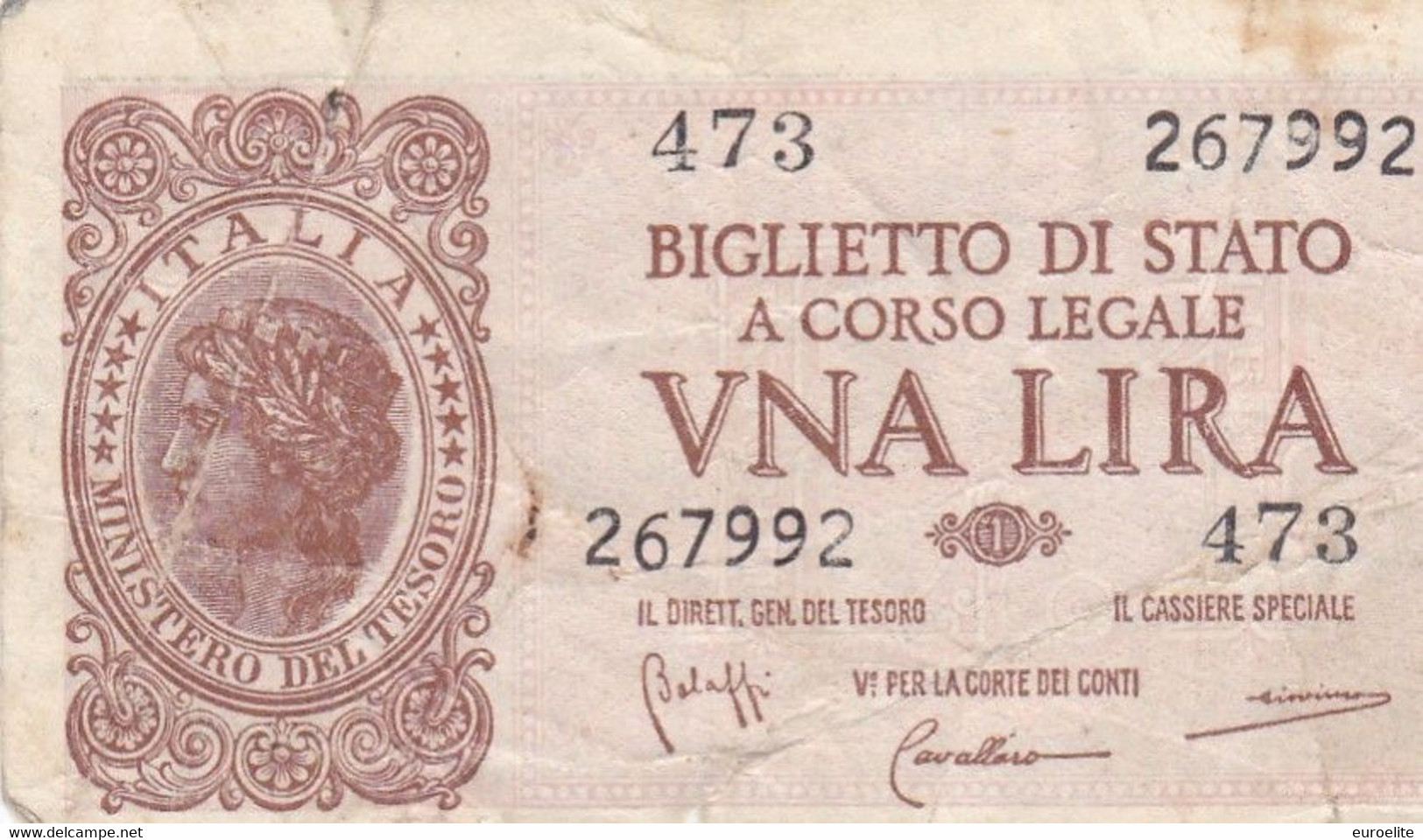 1 Lira Luogotenenza 1944 - Italia – 1 Lira
