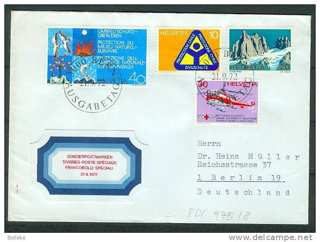 Suisse -  Hélicoptères  -   Yvert  975 / 78  Sur FDC De 1972 - Helicópteros