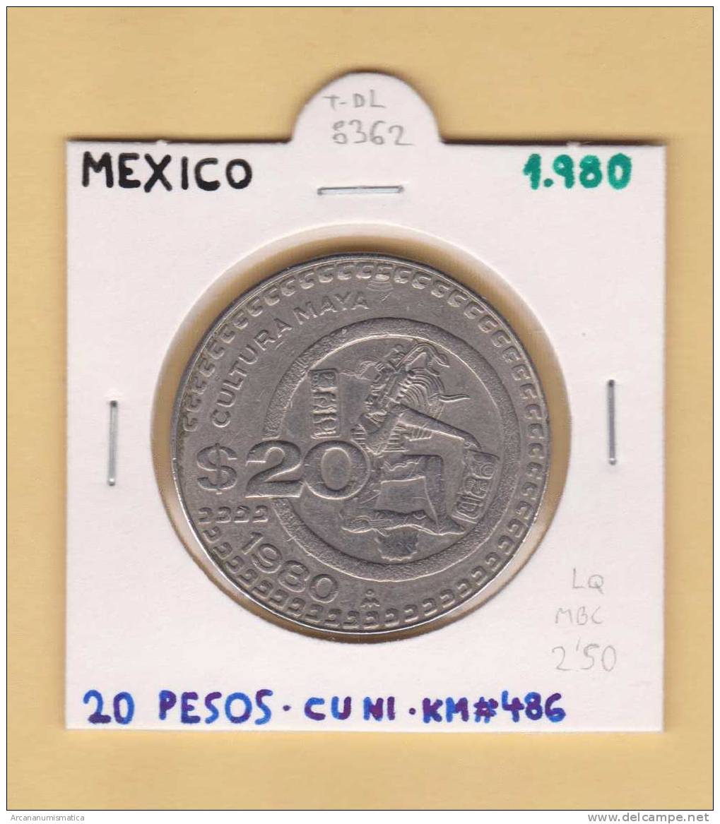 MEXICO   20    PESOS  1.980  CU NI    KM#486   MBC/VF    DL-8362 - Mexico