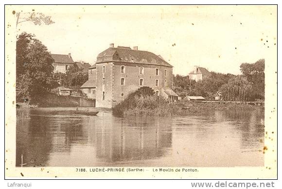 THEMES- Ref  763 -moulin A  Eau - Luche Pringe Sarthe - Le Moulin De Ponton   - Carte Bon Etat - Moulins à Eau