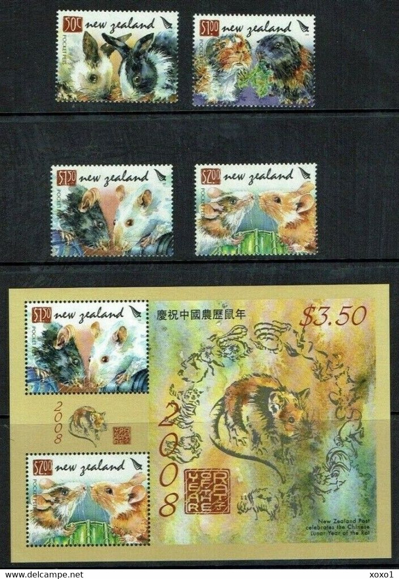 New Zealand 2008 MiNr. Block 151 MiNr. 2480 - 2483 (Block 220) Rats Guinea Pigs Pets Chinese New Year S/sh MNH** 14,00 € - Roedores