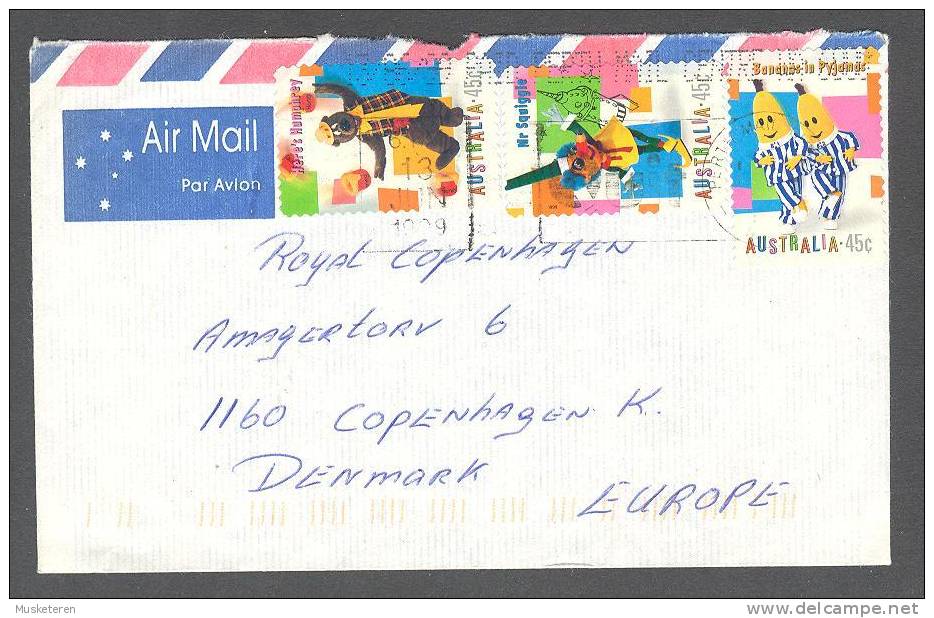 Australia Airmail Par Avion Cover 1999 To Royal Copenhagen Denmark 'Bananas In Pyjamas' - Covers & Documents