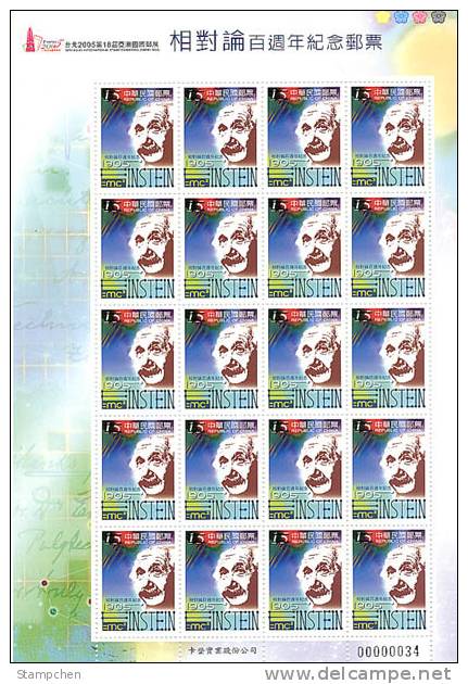 2005 Albert Einstein Relativity E=mc² Stamp Sheet Atom Famous Mathematics - Atom