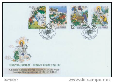 FDC(A) 2010 Monkey King Stamps Book Chess Buddhist Peach Fruit Wine Ginseng Medicine God Costume - Buddhismus