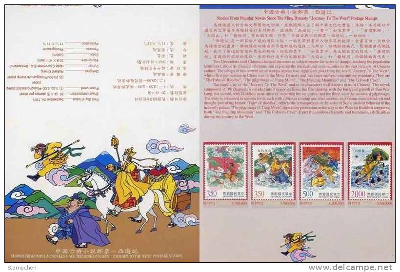 Folder 1997 Monkey King Stamps Book Buddhist Novel Spider Buddha Monster - Buddhismus