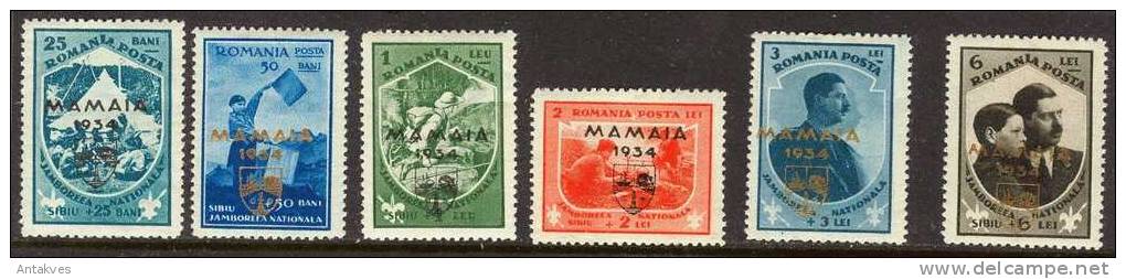 Romania 1934 Scouts Camp Overprint MAMAIA Set Of 6 MH* - Neufs