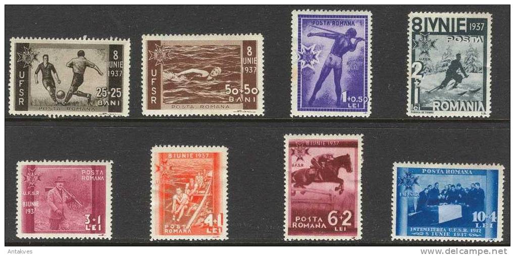 Romania 1937 Sport Set Of 8 MH* See Scan ! - Neufs