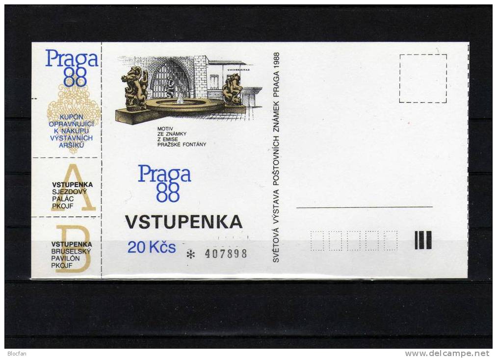 Mit Aufdruck PRAGA 1988 Tag Der FIP CSSR 2972/3,ZD+Block 91 O 24€+E-Karte Gemälde Sebastiano Ricci Bloc Art Sheet Bf CSR - Errors, Freaks & Oddities (EFO)