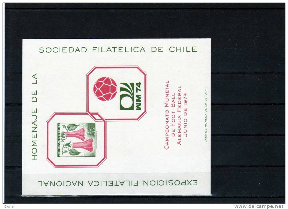 Fussball WM München 1974 Orchidee Chile 642B+ Sonder-Block I ** 25€ National-Blume Orchidee Copihue Soccer Sovenir Sheet - Other & Unclassified
