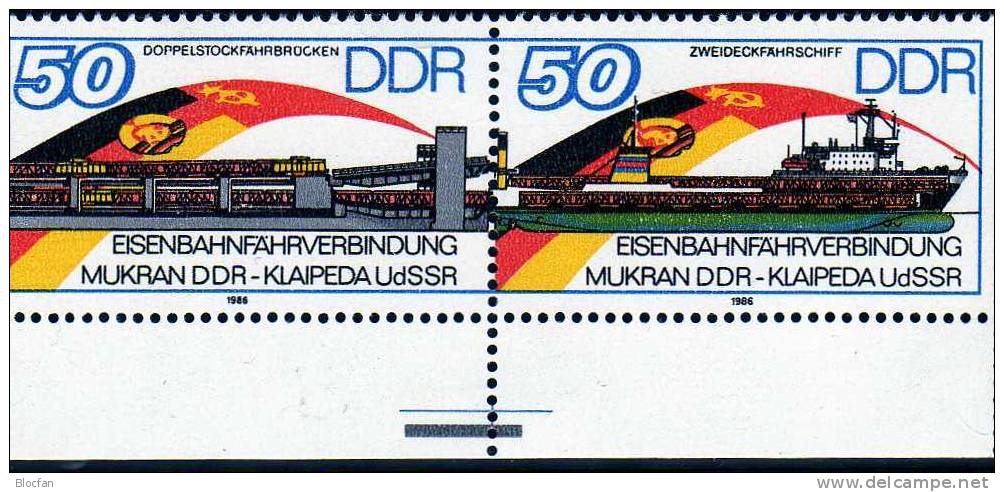 Eisenbahn Dokumentation Des Gedenkblatt 1986 DDR 3052/3+GBl.1/86 O 11€ Fähre Documentation Train/ships Se-tenant Germany - 1st Day – FDC (sheets)