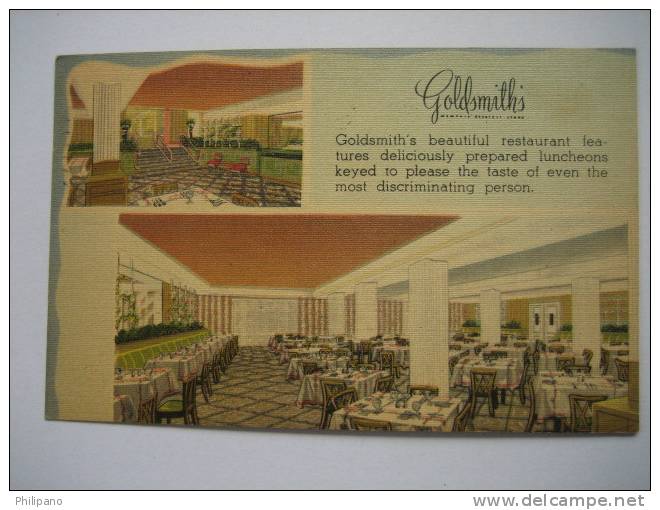 Memphis Tn    Goldsmith Restaurant   Reserved For Gentlemen Only  Linen  1946 Cancel - Memphis