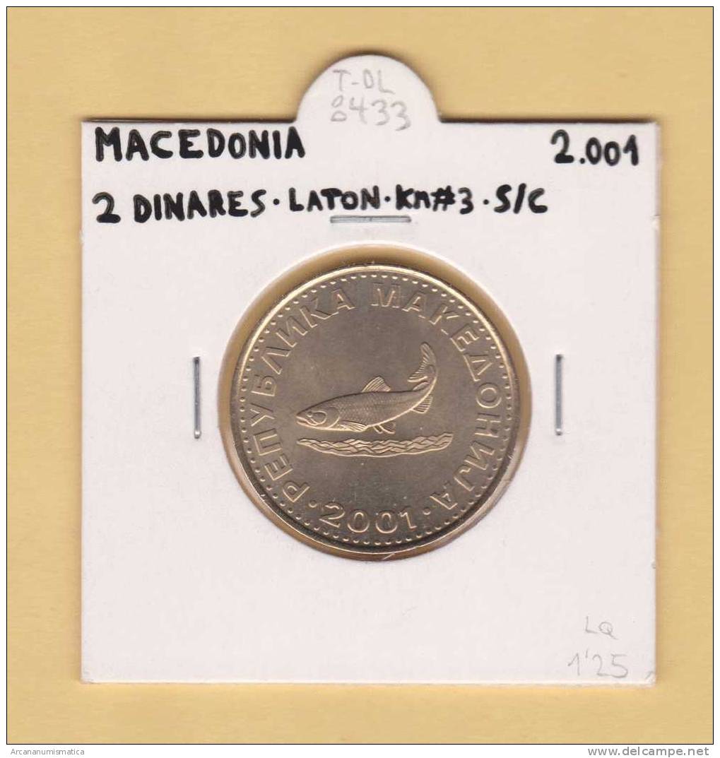 MACEDONIA   2  DINARES   2.001     LATON   KM#3    SC/UNC     DL-8433 - Nordmazedonien