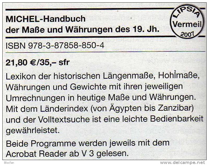 Michel Handbuch Maße Und Währungen 19.Jh. Neu 22€ Für Wertvolle Briefmarken Von A-Z - Otros & Sin Clasificación