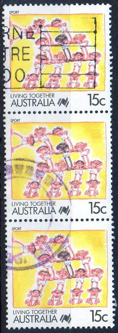 Australia 1988 Living Together 15c Sport Used Strip Of 3 - Used Stamps