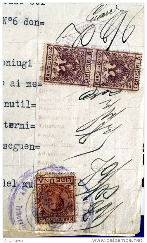 ITALY 1930 - DOCUMENTO ORIGINALE CON BOLI E TIMBRI - Steuermarken
