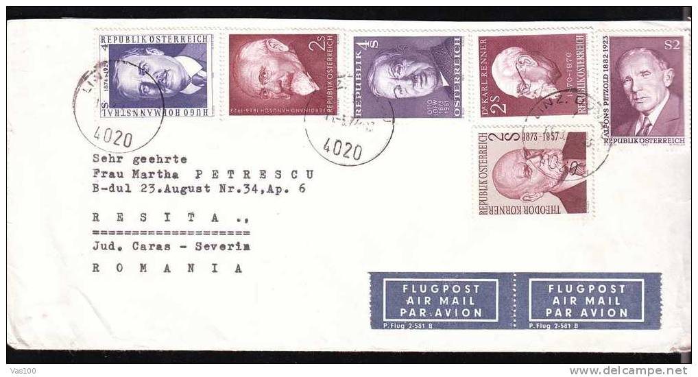 Austria 1976! COVER TO ROMANIA NICE FRANKING! 6 STAMPS! - Lettres & Documents