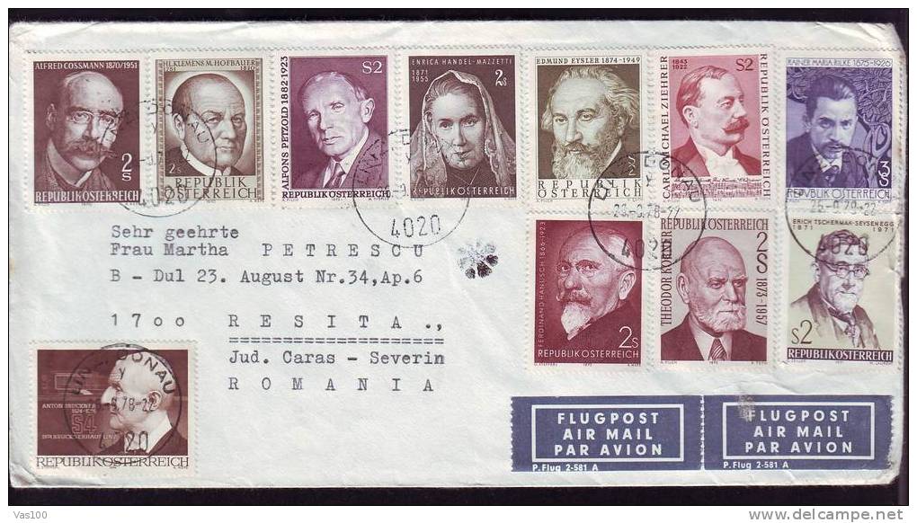 Austria 1978 COVER TO ROMANIA NICE FRANKING! 11 STAMPS! - Brieven En Documenten