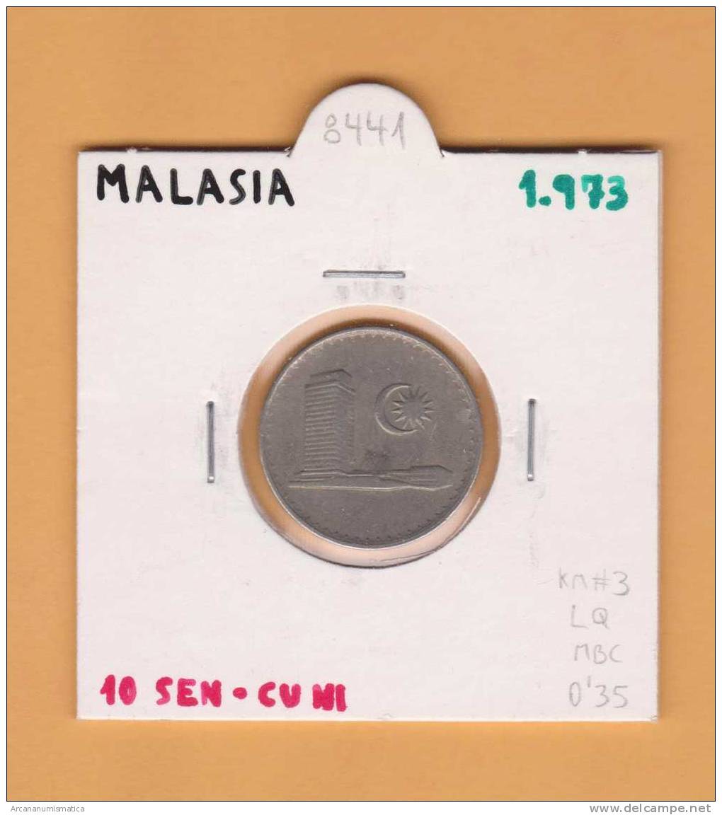 MALASIA  10  SEN   1.973   CU NI    KM#3   MBC/VF      DL-8441 - Malesia