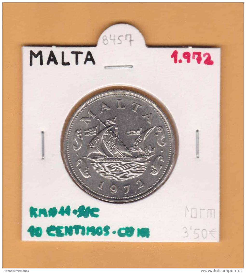 MALTA   10  CENTIMOS  1.972   CU NI   KM#11    SC/UNC      DL-8457 - Malte