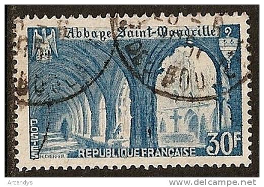 FRANCE 1951  Abbaye De Saint-Wandrille 30 F. Bleu-clair  YT N° 888 Oblitéré Juin 1951 - Oblitérés
