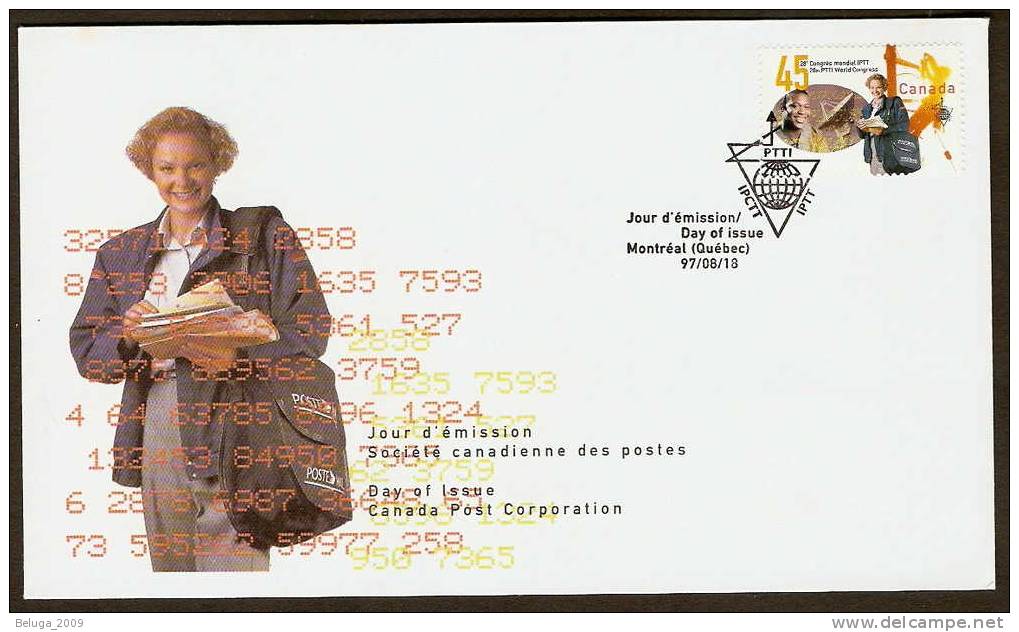 Canada 1997 FDC - PTTI Congress - Postal Telephone & Telegraph International - Postman - Facteur - Postal Worker  # 1657 - 1991-2000