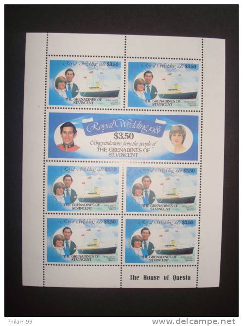 GRENADINES Of SAINT-VINCENT 1981 Yv 210/215 / MNH * * / Royal Wedding Lady DIANA 3 Minisheets MNH / * * - St.Vincent & Grenadines