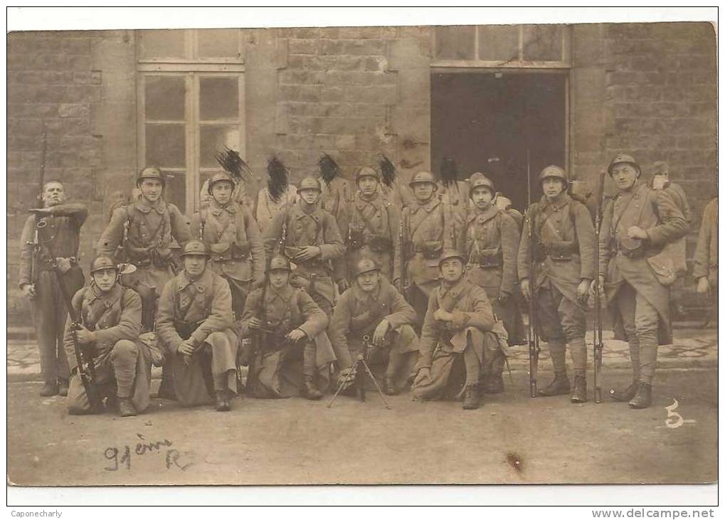 N° 4 CPA CARTE PHOTO MILITARIA  91 ème REGIMENT D´INFANTERIE ? CHARLEVILLE MEZIERES   08 ARDENNES - Charleville