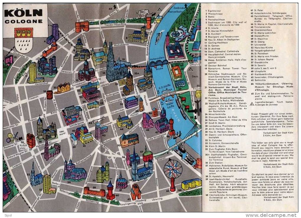 Köln / Cologne -   Dépliant Touristique Couleur  De 6 Feuillets Et Plan De La Ville - Année 1968?? - Europa