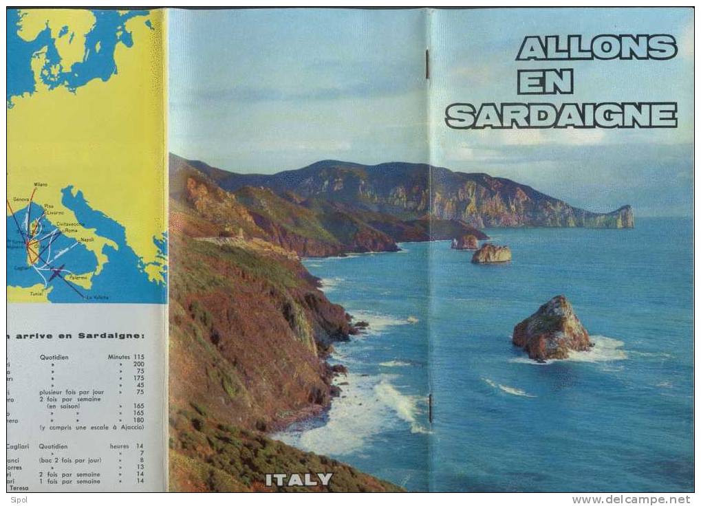 Allons En Sardaigne -Dépliant Touristique En Couleur , De 8 Pages  En Français Avec Cartes Et Plans De Villes - Europa