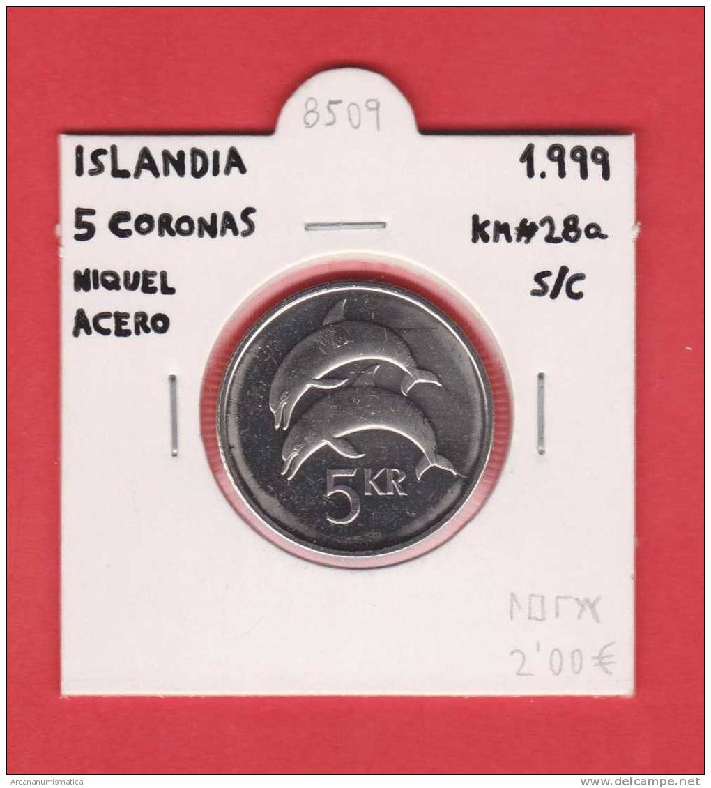 ISLANDIA   5  CORONAS  1.999  Niquel Acero   KM#28a   SC/UNC        DL-8509 - Islande