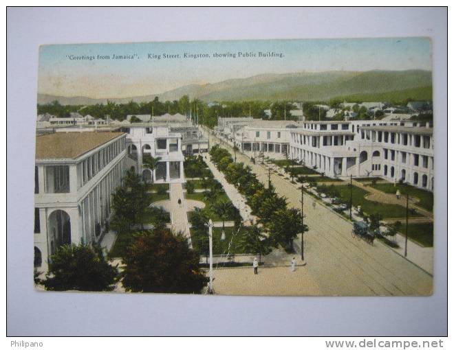 Jamaica     King Street Showing Public Building   1930 Cancel - Giamaica