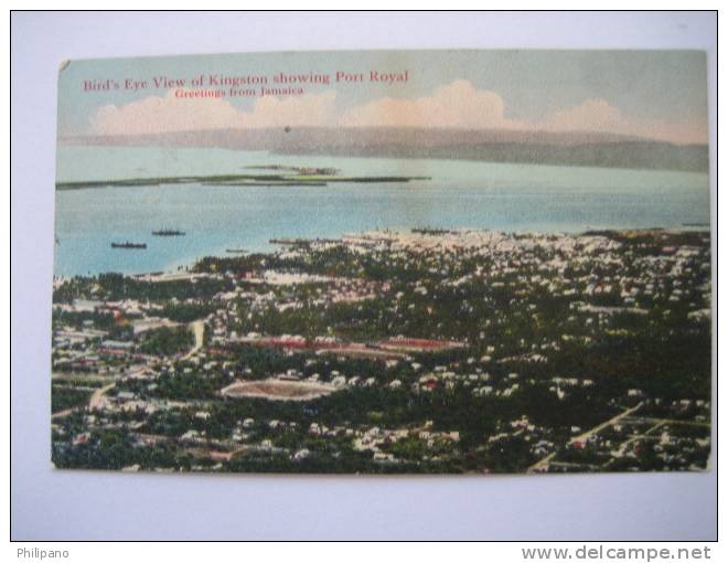 Jamaica     Birds Eye View Kingston Showing Port Royal    Cancel Stamp Off - Jamaïque