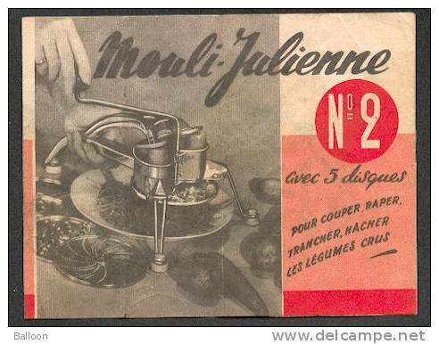 Mouli Julienne Avec 5 Disques - Mode D´emploi Et Publicité - Materiaal En Toebehoren