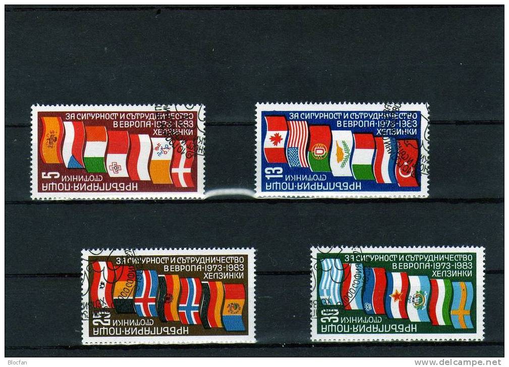 Flaggen Der EUROPA-Länder 1982 Bulgarien 3138/1 Plus 4x10-KB O 195€ 10 Jahre KSZE Bf CEPT Bloc Flag Sheet Of BULGARIA - Usati