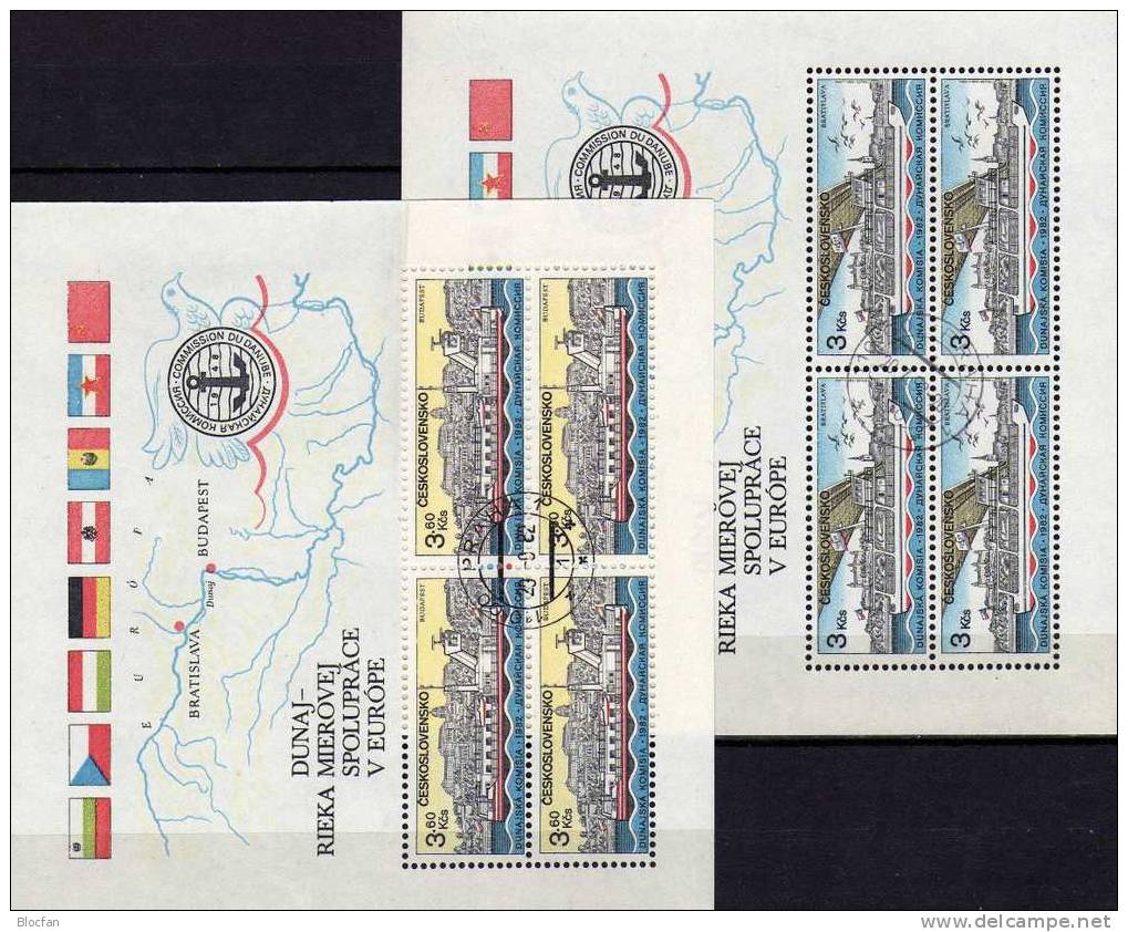 Donauschiffart Flaggen-Band 1982 Tschechoslowakei 2679/0+Block 51/52 O 15€ CEPT Mitläufer Slowakei Ungarn Ship Sheet CSR - Stamps