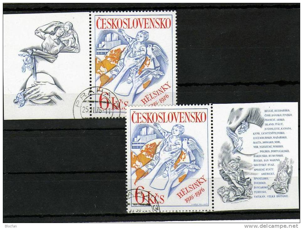 KSZE Schlußakte Helsinki 1976 CSSR 2335,2ZD,Block 33+FDC O 20€ Europa CEPT Friedenstaube Bloque Bloc Ms Se-tenant Bf CSR - Oblitérés