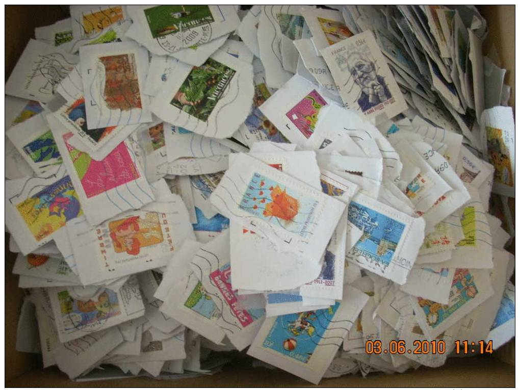 LOT 1000  TIMBRES     FRANCE      VRAC SUR FRAGMENTS - Vrac (min 1000 Timbres)