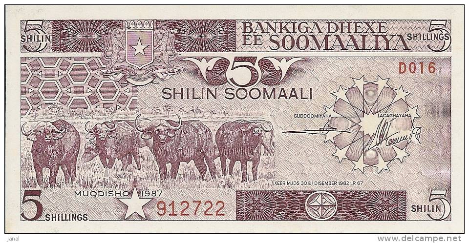 - AFRIQUE - BANQUE DE SOMALIE - 5 SHILLINGS - 1987 - - Somalia