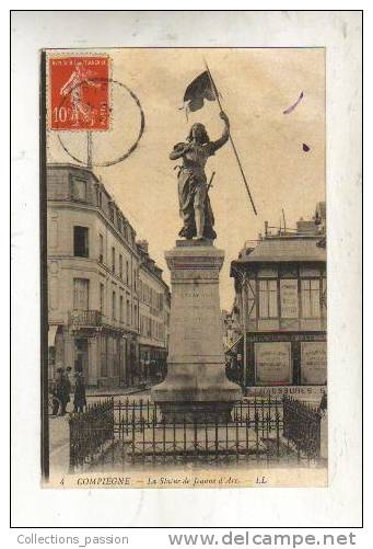 Cp, 60, Compiègne, La Statue De Jeanne D'Arc, Voyagée - Compiegne