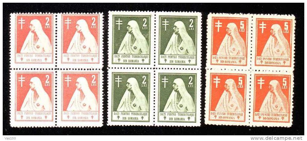 ROMANIA OLD VERY RARE 4X, 3 STAMP MNH, MALARIA MALADIES TUBERCULOSIS. - Krankheiten